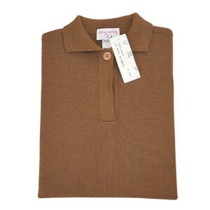 Quiet Luxury Doncaster Knit Polo Shirt Men’s Large Coffee Merino Italy